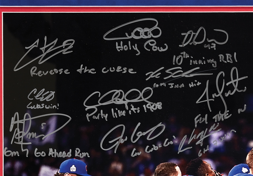 2016 Chicago Cubs World Champs Team-Signed 20x24 Celebration Photo in Frame (4/16) (MLB) (Fanatics)