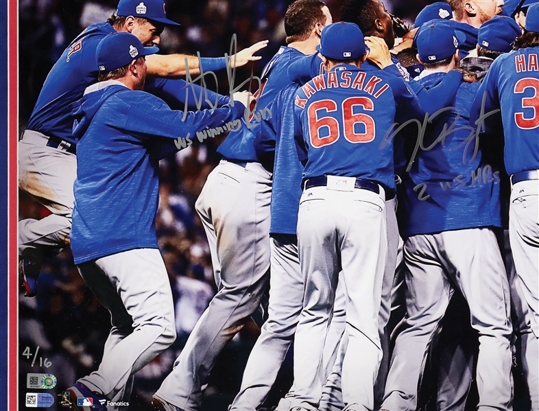 2016 Chicago Cubs World Champs Team-Signed 20x24 Celebration Photo in Frame (4/16) (MLB) (Fanatics)