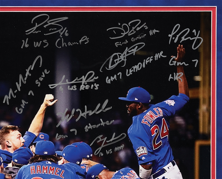 2016 Chicago Cubs World Champs Team-Signed 20x24 Celebration Photo in Frame (4/16) (MLB) (Fanatics)