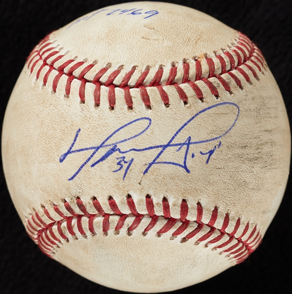 David Ortiz Game-Used & Signed OML Baseball Inscribed 9/25/16 Hit 2469 (MLB)