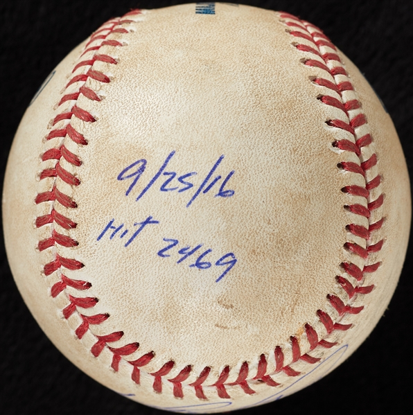 David Ortiz Game-Used & Signed OML Baseball Inscribed 9/25/16 Hit 2469 (MLB)