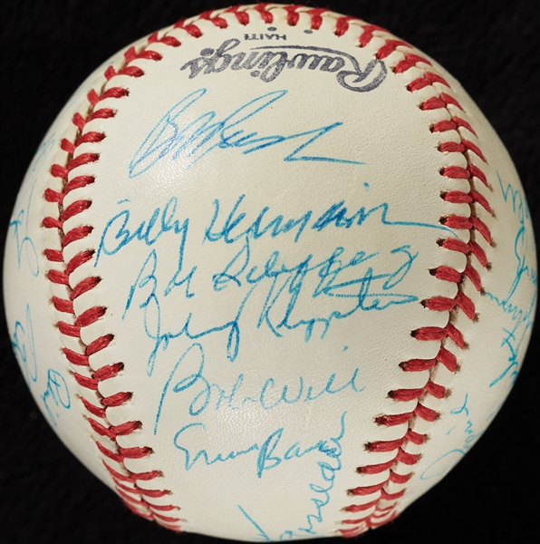 Chicago Cubs Greats Multi-Signed ONL Baseball with Lindstrom, Banks, Herman (BAS)