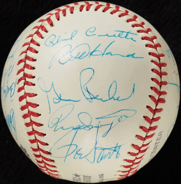 Chicago Cubs Greats Multi-Signed ONL Baseball with Lindstrom, Banks, Herman (BAS)