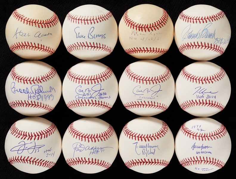 HOFers Single-Signed Baseballs Group with Hank Aaron (27)