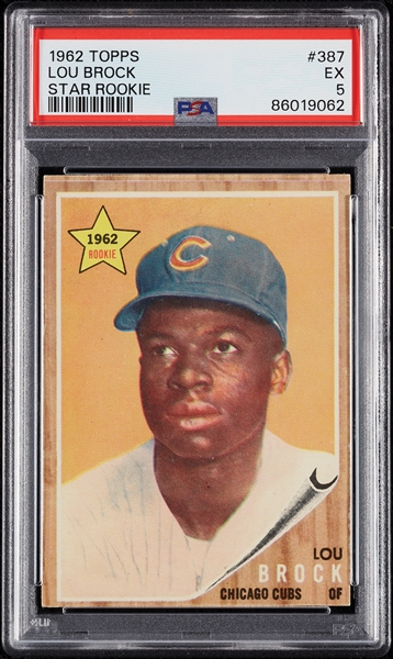 1962 Topps Lou Brock RC No. 387 PSA 5