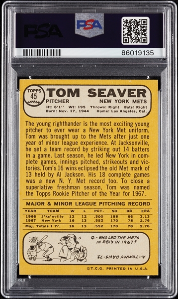 1968 Topps Tom Seaver No. 45 PSA 7