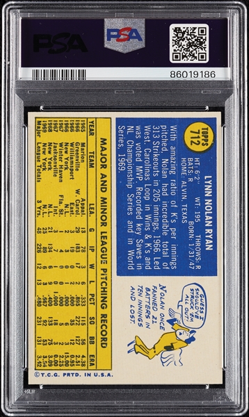 1970 Topps Nolan Ryan No. 712 PSA 6