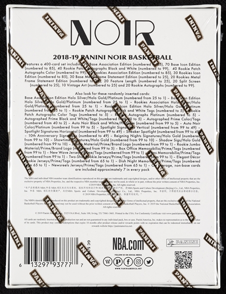 2018-19 Panini Noir Basketball Box