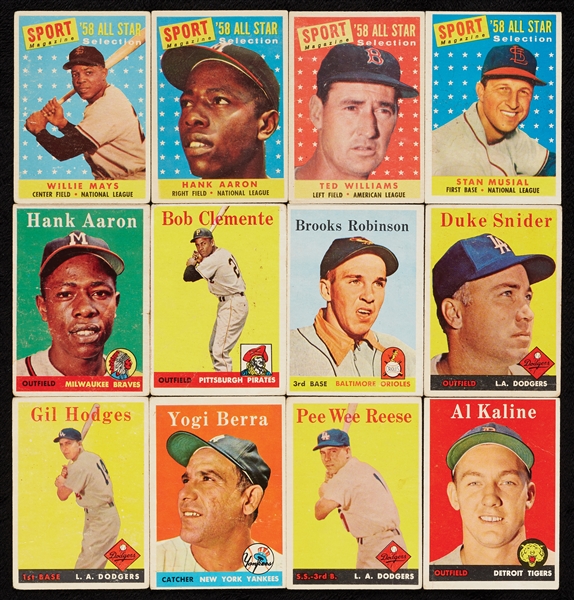 1958 Topps Baseball Partial Set, 17 HOFers, 13 All-Stars (391/494)