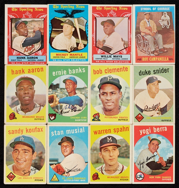 1959 Topps Baseball Complete Set, Three Slabbed (572)