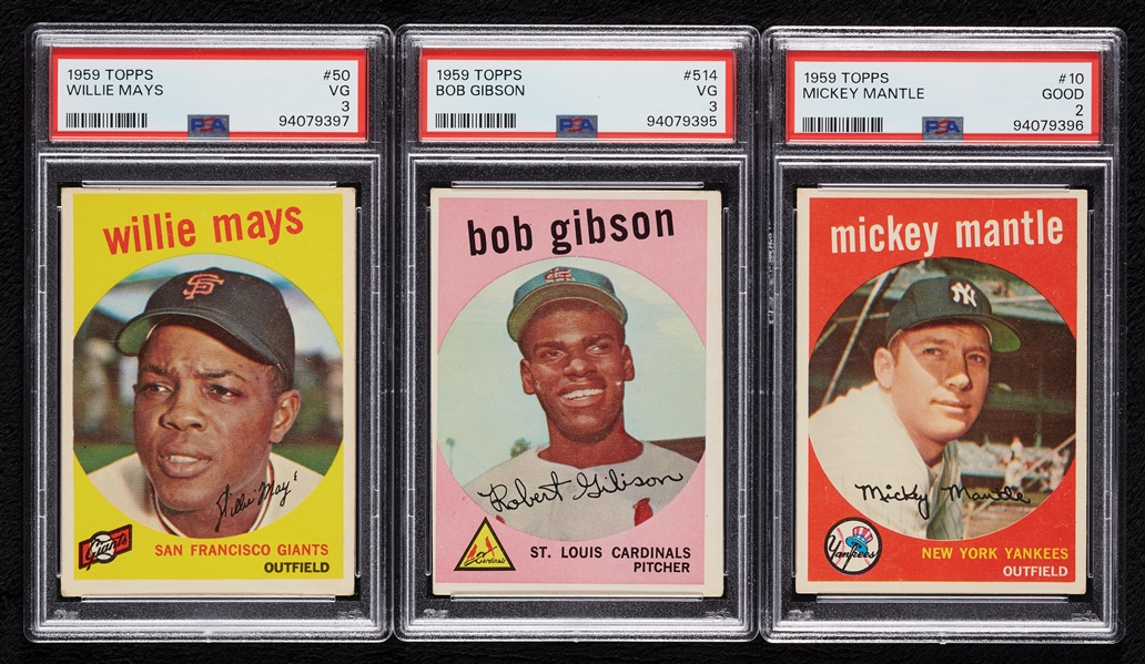 1959 Topps Baseball Complete Set, Three Slabbed (572)