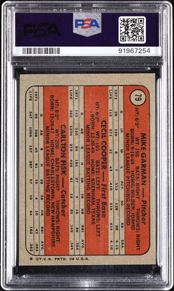 1972 Topps Carlton Fisk RC No. 79 PSA 8