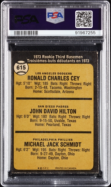 1973 O-Pee-Chee Mike Schmidt RC No. 615 PSA 5