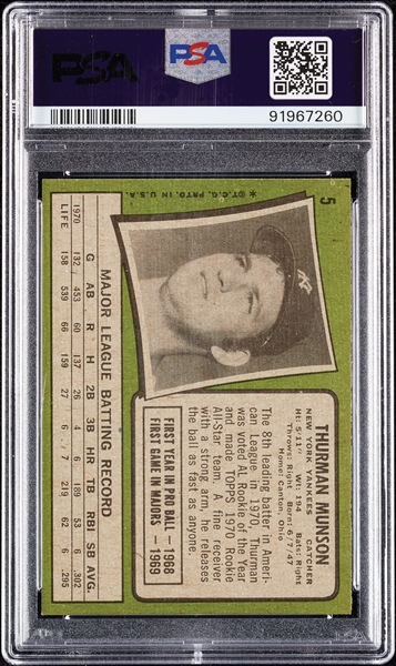 1971 Topps Thurman Munson No. 5 PSA 7