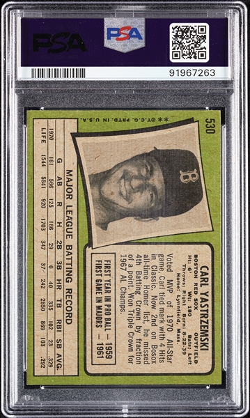 1971 Topps Carl Yastrzemski No. 530 PSA 8.5