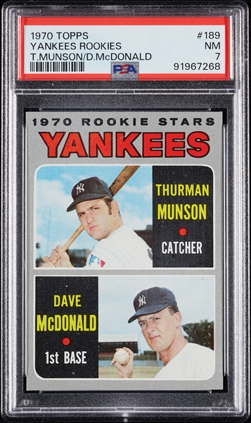 1970 Topps Thurman Munson RC No. 189 PSA 7