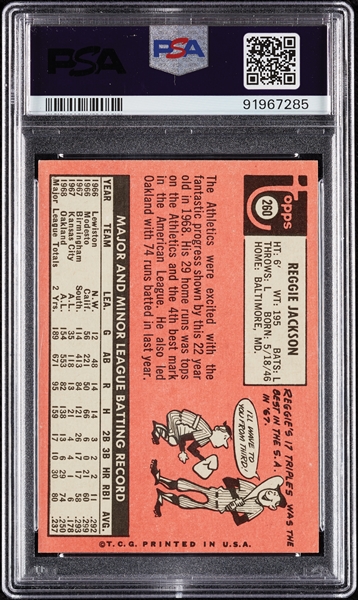 1969 Topps Reggie Jackson RC No. 260 PSA 6