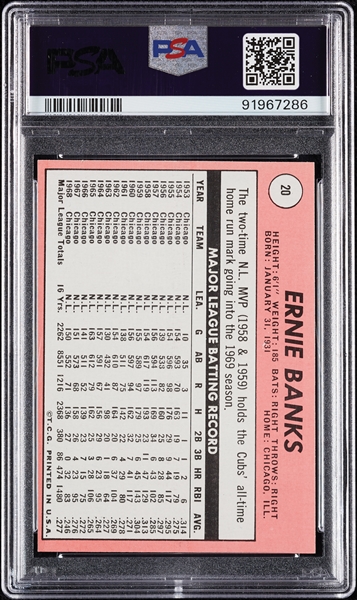 1969 Topps Ernie Banks No. 20 PSA 9