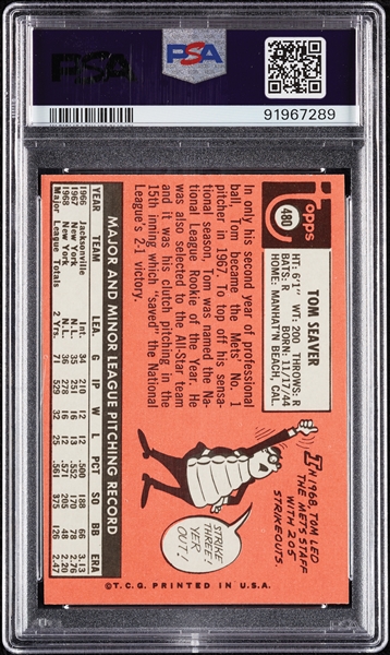 1969 Topps Tom Seaver No. 480 PSA 8