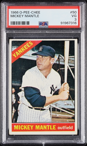 1966 O-Pee-Chee Mickey Mantle No. 50 PSA 3