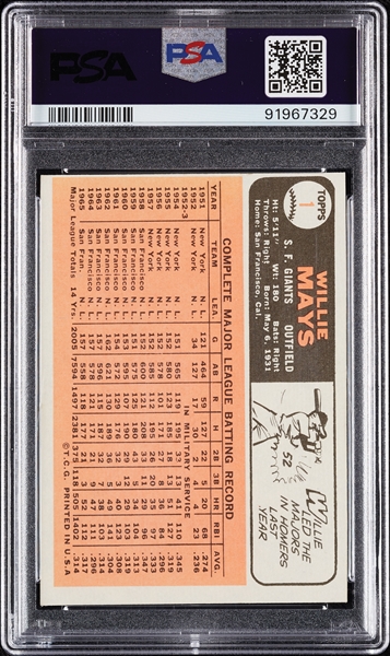 1966 Topps Willie Mays No. 1 PSA 6