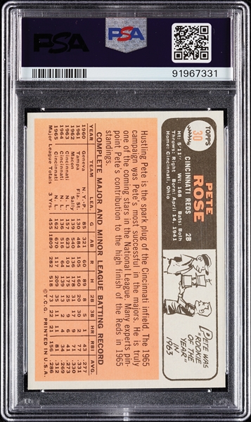 1966 Topps Pete Rose No. 30 PSA 8