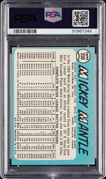 1965 Topps Mickey Mantle No. 350 PSA 5