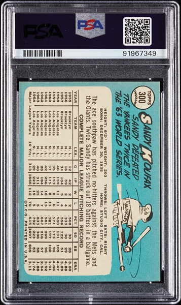 1965 Topps Sandy Koufax No. 300 PSA 7