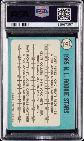 1965 Topps Tony Perez RC No. 581 PSA 7