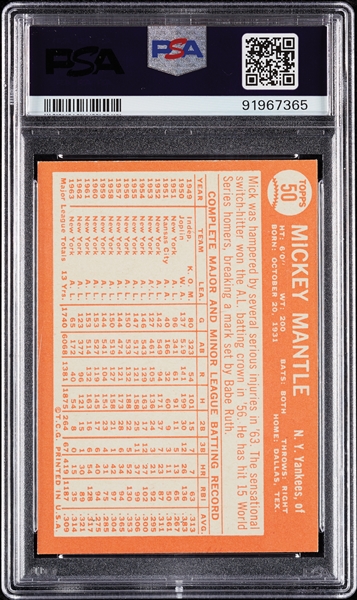 1964 Topps Mickey Mantle No. 50 PSA 7