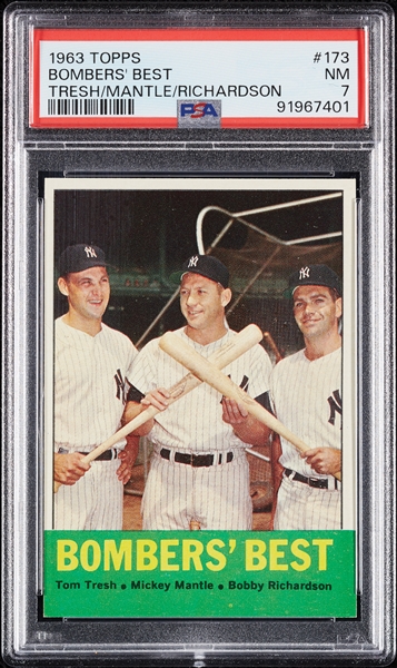 1963 Topps Bombers' Best Mantle/Richardson/Tresh No. 173 PSA 7