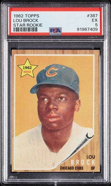 1962 Topps Lou Brock RC No. 387 PSA 5