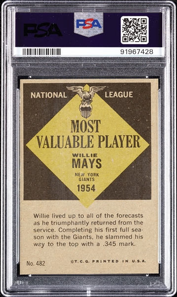 1961 Topps Willie Mays MVP No. 482 PSA 7