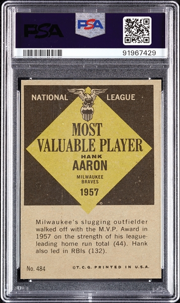 1961 Topps Hank Aaron MVP No. 484 PSA 7