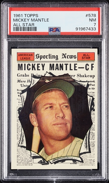 1961 Topps Mickey Mantle All-Star No. 578 PSA 7