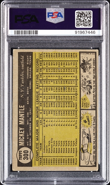 1961 Topps Mickey Mantle No. 300 PSA 1.5