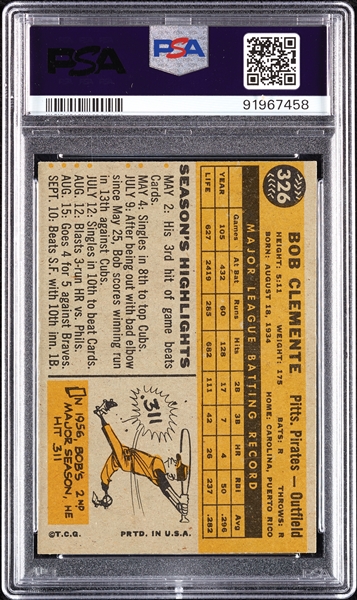 1960 Topps Roberto Clemente No. 326 PSA 5