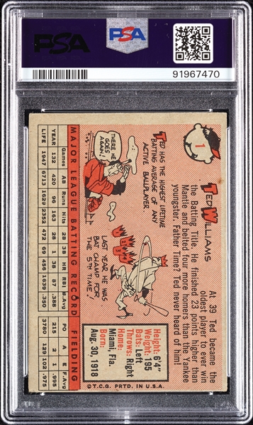 1958 Topps Ted Williams No. 1 PSA 3