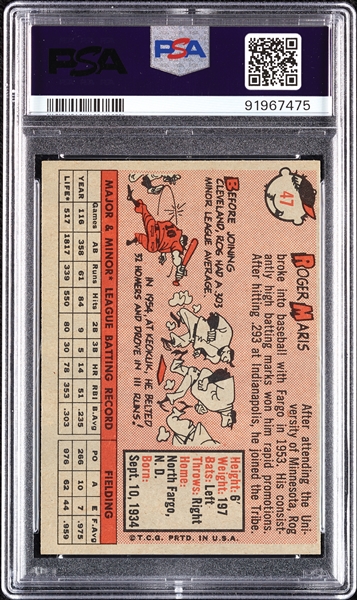 1958 Topps Roger Maris RC No. 47 PSA 5