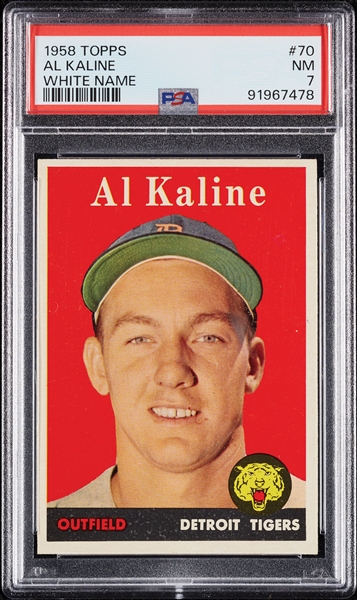 1958 Topps Al Kaline White Name No. 70 PSA 7