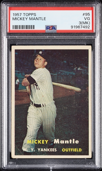 1957 Topps Mickey Mantle No. 95 PSA 3 (MK)