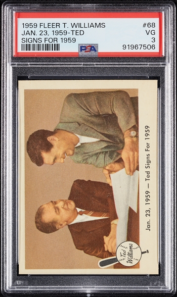 1959 Fleer Ted Williams Ted Signs for 1959 No. 68 PSA 3