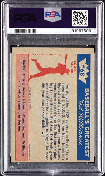 1959 Fleer Ted Williams Ted Signs for 1959 No. 68 PSA 3