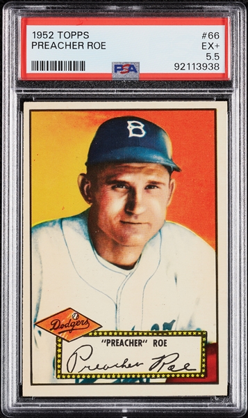 1952 Topps Preacher Roe No. 66 PSA 5.5