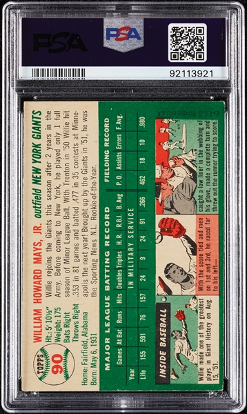 1954 Topps Willie Mays No. 90 PSA 4