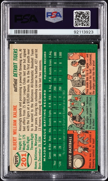 1954 Topps Al Kaline RC No. 201 PSA 4