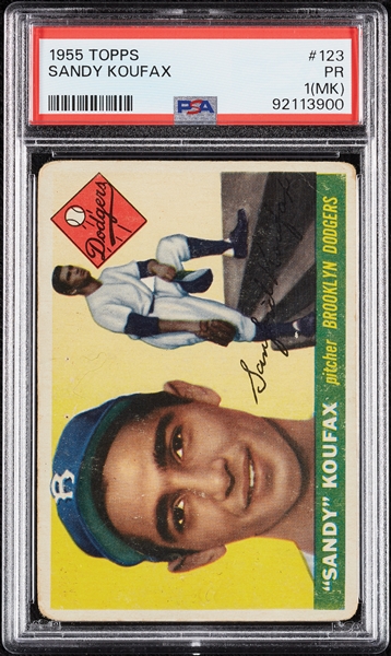 1955 Topps Sandy Koufax RC No. 123 PSA 1 (MK)