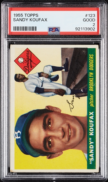 1955 Topps Sandy Koufax RC No. 123 PSA 2