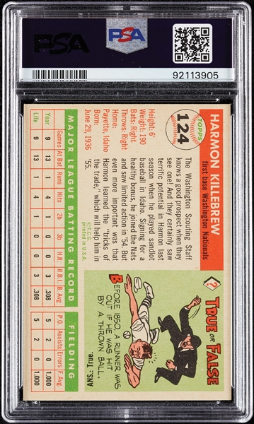 1955 Topps Harmon Killebrew RC No. 124 PSA 6