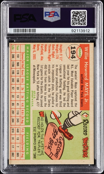 1955 Topps Willie Mays No. 194 PSA 4